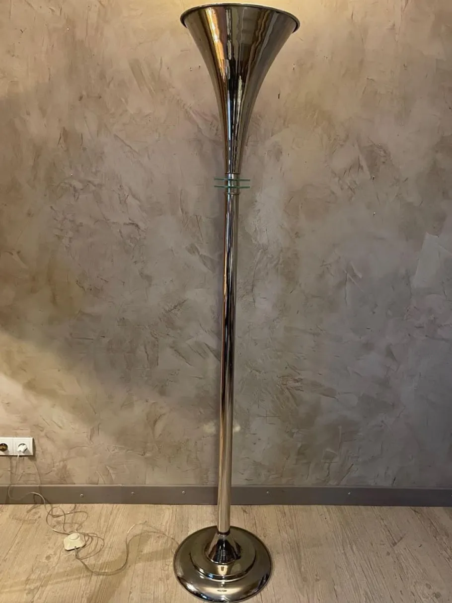 Online Pamono 20th Century French Art Deco Floor Lamp in Chromed Metal, 1930s