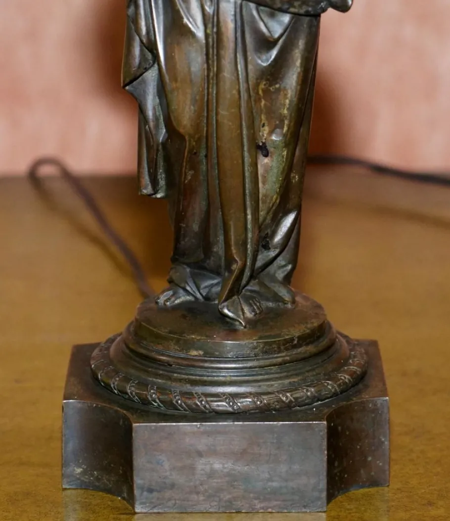 Online Pamono 19th Century French Art Nouveau Solid Bronze Table Lamps Depicting Women, Set of 2