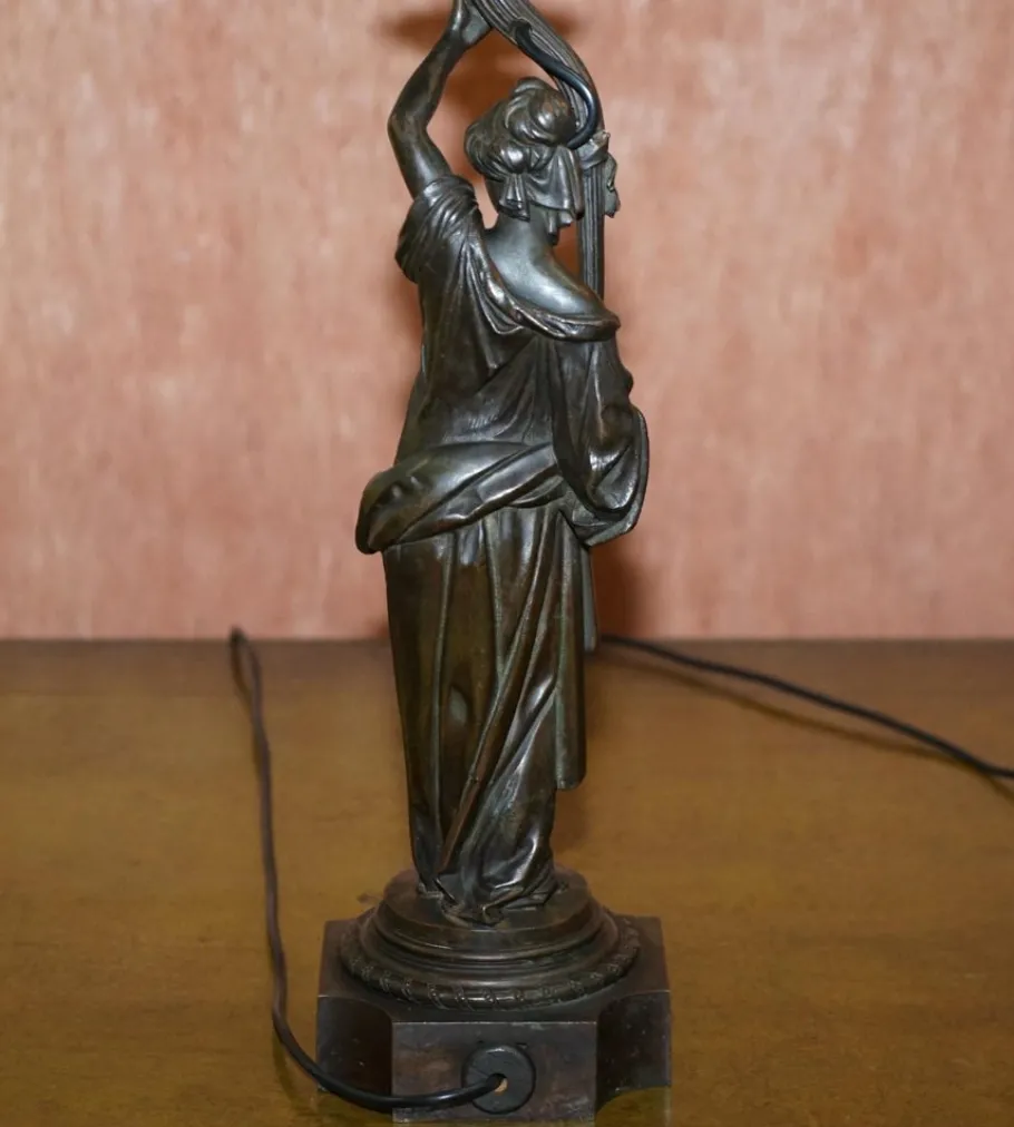 Online Pamono 19th Century French Art Nouveau Solid Bronze Table Lamps Depicting Women, Set of 2