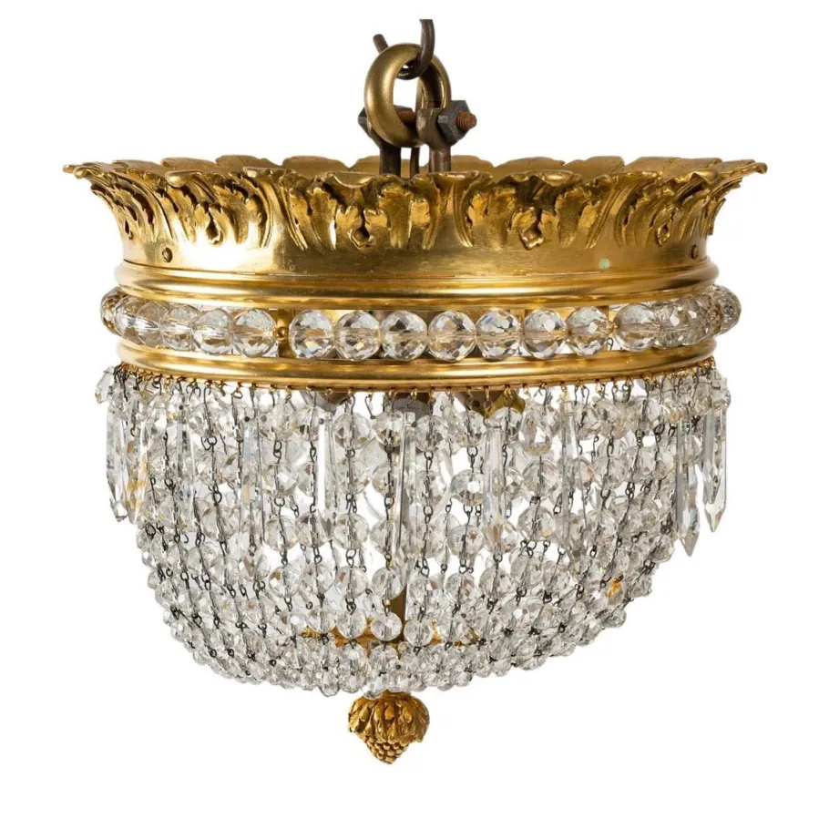 Pamono 19th Century Gilt Bronze and Crystal Pendant