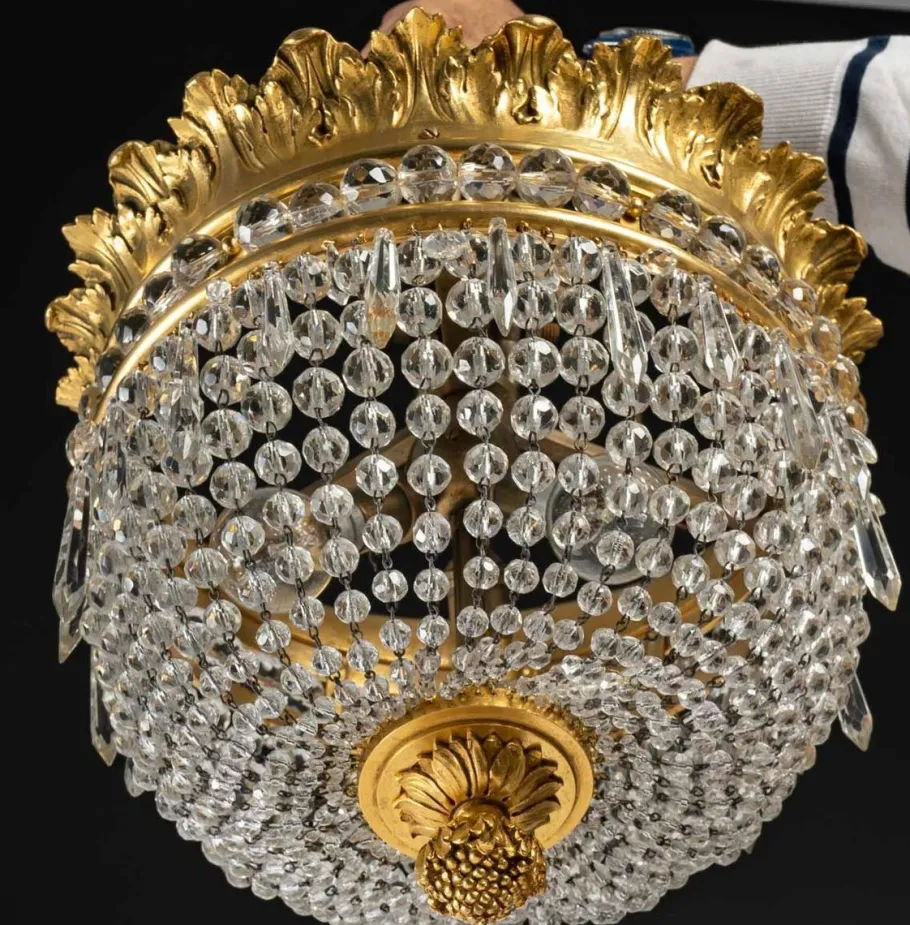 Pamono 19th Century Gilt Bronze and Crystal Pendant