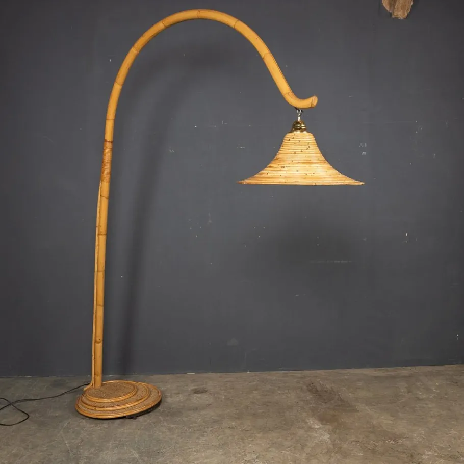 Pamono 20th Century Italian Bamboo Arc Floor Lamp by Vivai Del Sud, 1970s