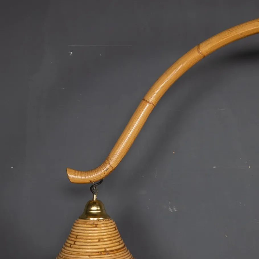 Pamono 20th Century Italian Bamboo Arc Floor Lamp by Vivai Del Sud, 1970s