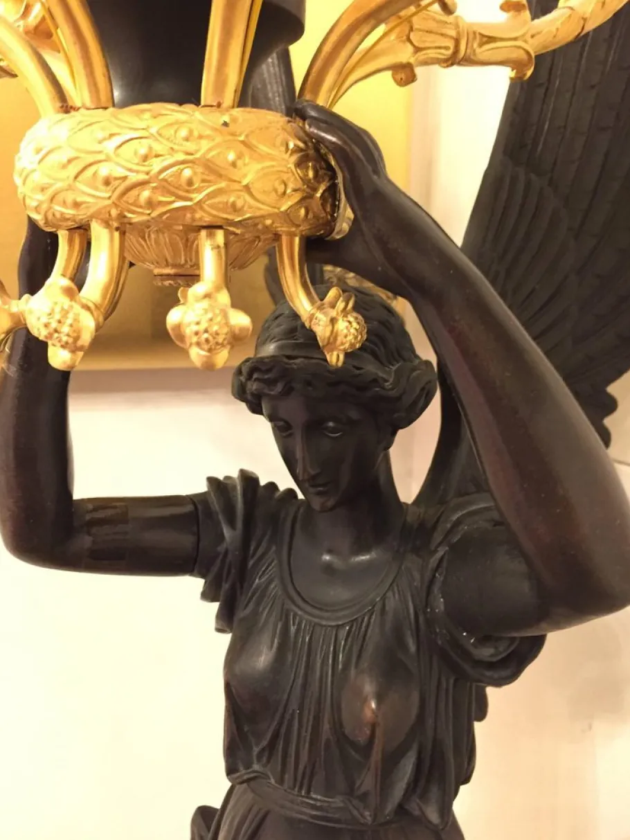 Pamono 20th Century Princely Candleholder Floor Lights in style of Pierre Philippe Thomire, 1980s, Set of 2