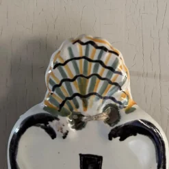 Outlet Pamono 18th Century Wall-Mounted Holy Water Font in Polychrome Earthenware by by Mario Bellini from the Nevers Factory, 1970