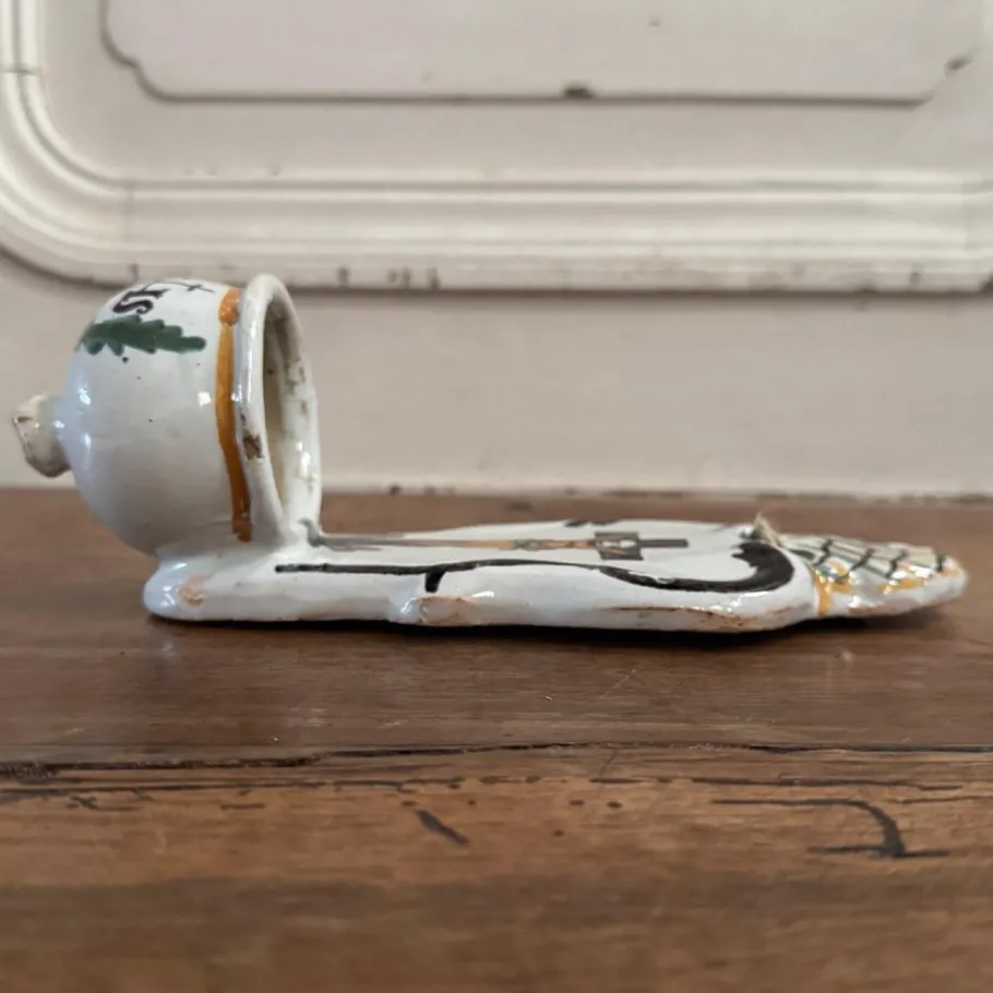 Outlet Pamono 18th Century Wall-Mounted Holy Water Font in Polychrome Earthenware by by Mario Bellini from the Nevers Factory, 1970