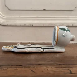 Outlet Pamono 18th Century Wall-Mounted Holy Water Font in Polychrome Earthenware by by Mario Bellini from the Nevers Factory, 1970