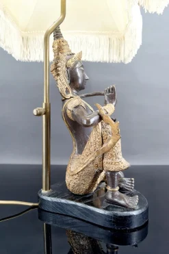 Outlet Pamono Thai Buddha Lamp in Bronze with Double Black and Gold Patina by Maison Charles for Maison Jansen, 1960