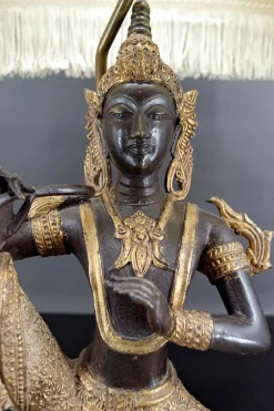 Outlet Pamono Thai Buddha Lamp in Bronze with Double Black and Gold Patina by Maison Charles for Maison Jansen, 1960