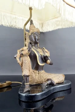Outlet Pamono Thai Buddha Lamp in Bronze with Double Black and Gold Patina by Maison Charles for Maison Jansen, 1960