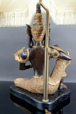 Outlet Pamono Thai Buddha Lamp in Bronze with Double Black and Gold Patina by Maison Charles for Maison Jansen, 1960