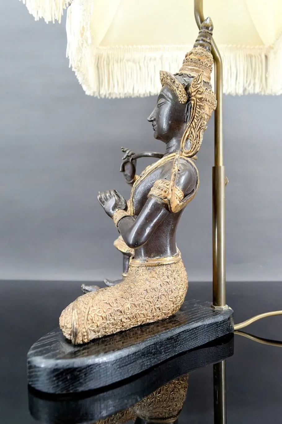 Outlet Pamono Thai Buddha Lamp in Bronze with Double Black and Gold Patina by Maison Charles for Maison Jansen, 1960