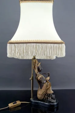 Outlet Pamono Thai Buddha Lamp in Bronze with Double Black and Gold Patina by Maison Charles for Maison Jansen, 1960