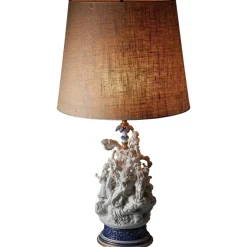 Online Pamono 20th-Century Mangani Porcelain Table Lamp with Sculpted Figurines, Italy