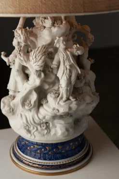 Online Pamono 20th-Century Mangani Porcelain Table Lamp with Sculpted Figurines, Italy