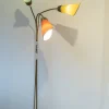 Pamono Three Light Adjustable Floor Lamp in Green Yellow Orange and Brass by Bruno Gatta for Stilnovo, 1950s