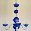 Sale Pamono Three-Light Chandelier in Blue Crystal Murano Glass by Master Walter Furlan, 1985
