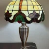 Sale Pamono Tiffany Model Lamp in Silver, Root Wood & Cathedral Glass, Italy, 1989