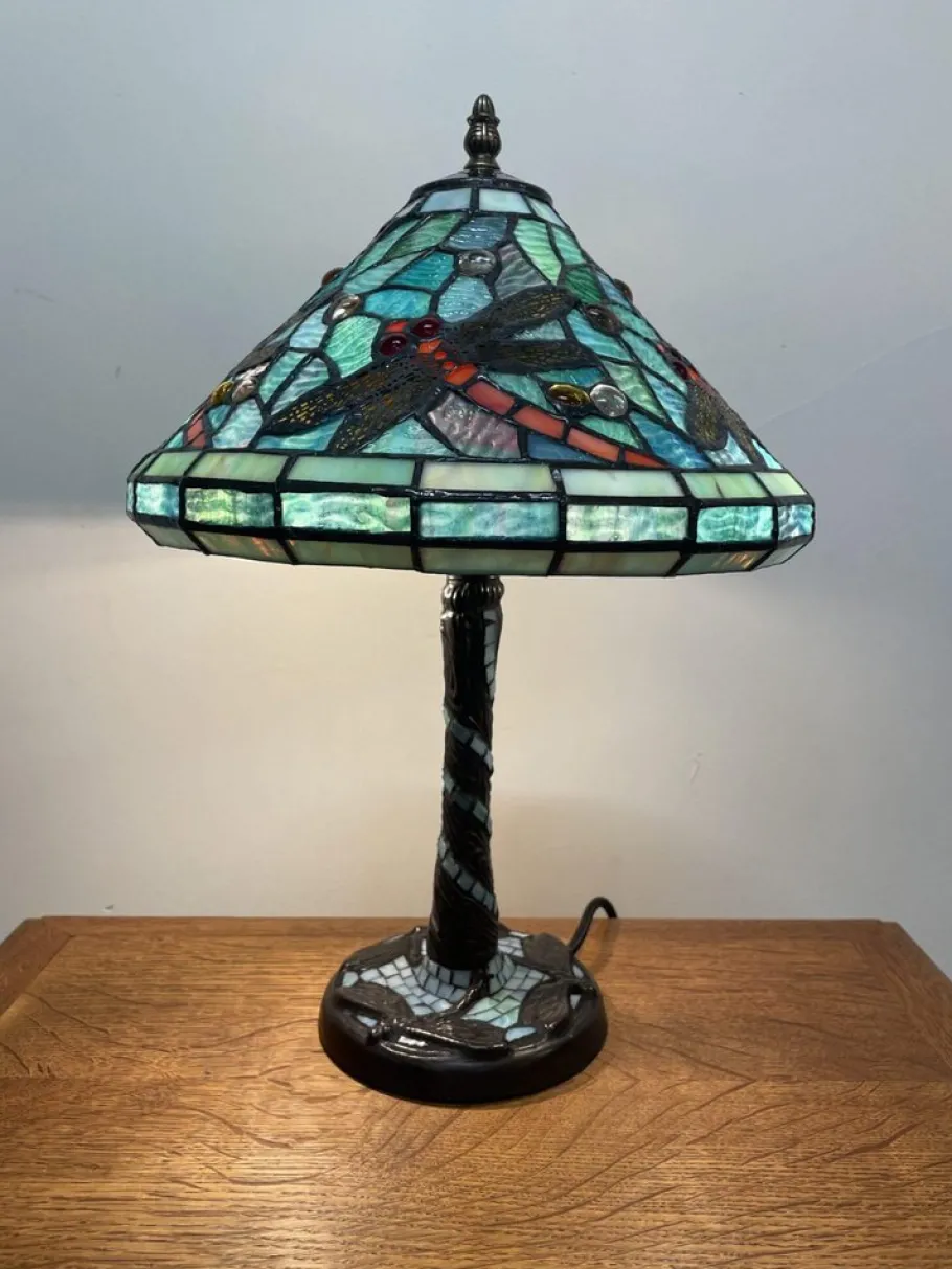 Best Pamono Tiffany Style Blue Mosaic Lamp with Dragonfly Motif