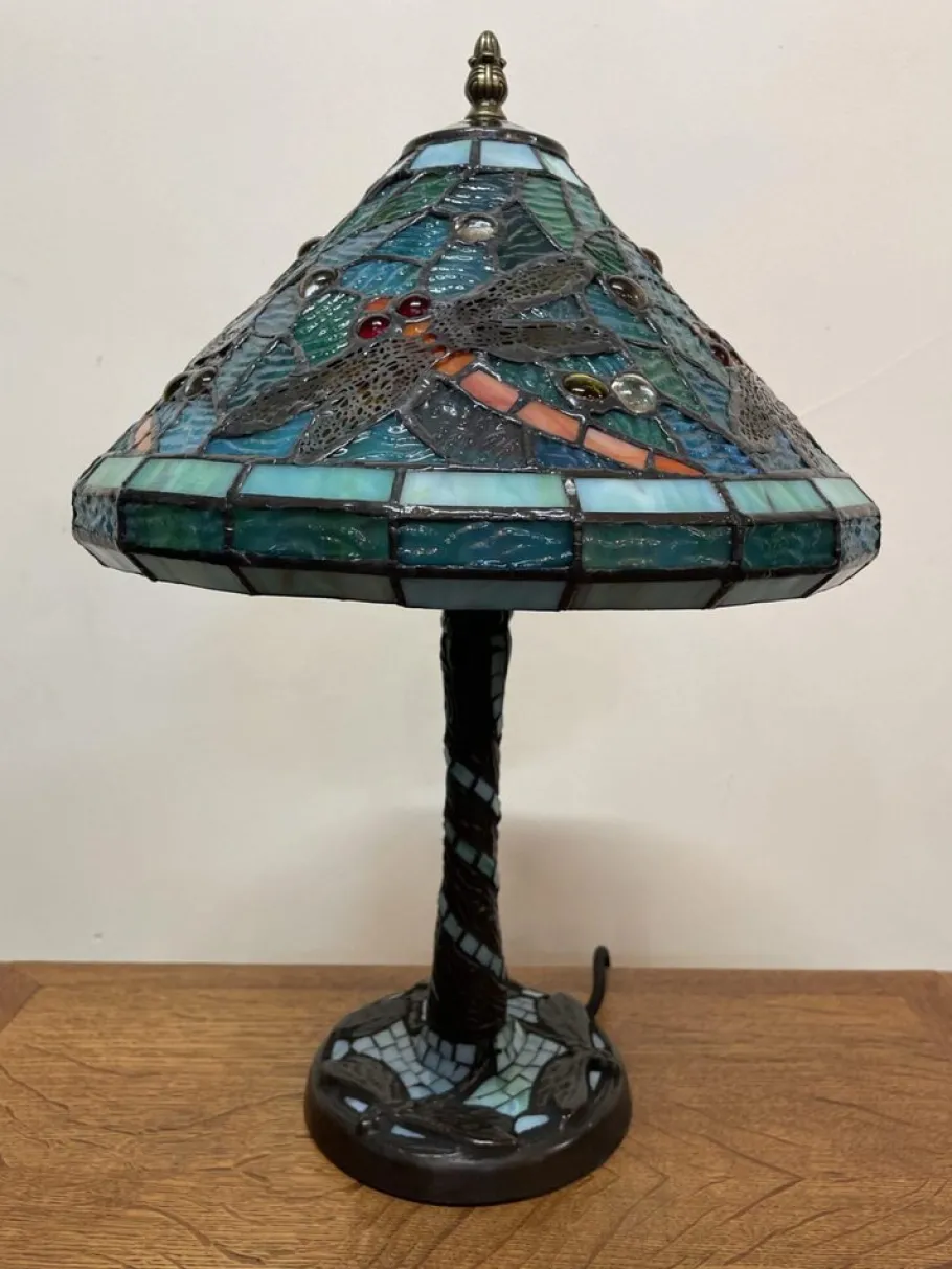 Best Pamono Tiffany Style Blue Mosaic Lamp with Dragonfly Motif