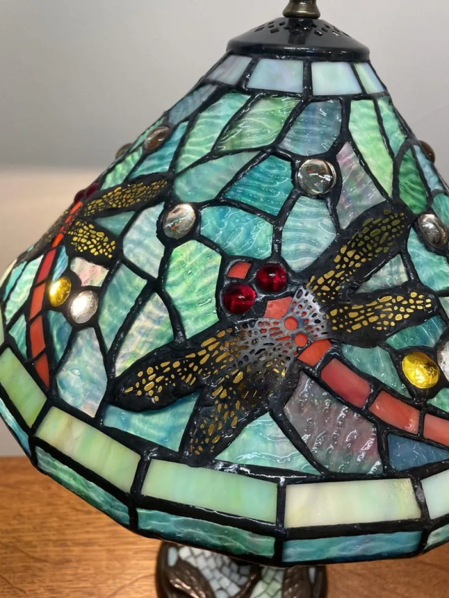 Best Pamono Tiffany Style Blue Mosaic Lamp with Dragonfly Motif