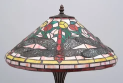 Clearance Pamono Tiffany Style Stained Glass Dragonfly Table Lamp, 1980s