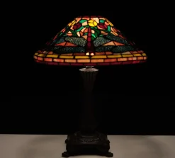 Clearance Pamono Tiffany Style Stained Glass Dragonfly Table Lamp, 1980s