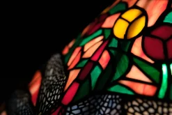 Clearance Pamono Tiffany Style Stained Glass Dragonfly Table Lamp, 1980s