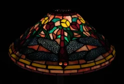 Clearance Pamono Tiffany Style Stained Glass Dragonfly Table Lamp, 1980s