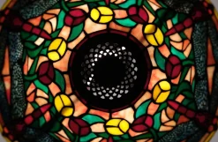 Clearance Pamono Tiffany Style Stained Glass Dragonfly Table Lamp, 1980s