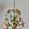 Sale Pamono Tole Flower Chandelier, France, 1950s