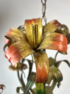 Sale Pamono Tole Flower Chandelier, France, 1950s
