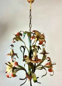 Sale Pamono Tole Flower Chandelier, France, 1950s