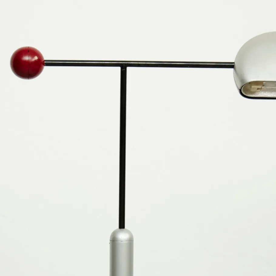 New Pamono Tomo Floor Lamp Black, Silver & Red by Toshiyuki Kita for Bilumen, 1980s