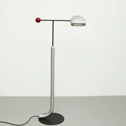 New Pamono Tomo Floor Lamp Black, Silver & Red by Toshiyuki Kita for Bilumen, 1980s