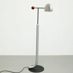 New Pamono Tomo Floor Lamp Black, Silver & Red by Toshiyuki Kita for Bilumen, 1980s