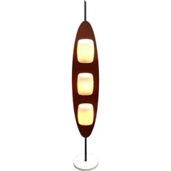 New Pamono Totem Floor Lamp in Wood, Marble and Opaline by Goffredo Reggiani, Italy, 1970s