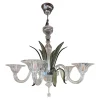 Discount Pamono Transparent and Green Leaves Chandelier in Murano Glass by Simoeng
