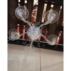 Discount Pamono Transparent and Green Leaves Chandelier in Murano Glass by Simoeng