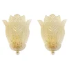 Hot Pamono Transparent Graniglia Leaf Murano Glass Wall Sconces by Simoeng, Set of 2