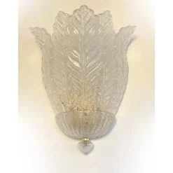 Hot Pamono Transparent Graniglia Leaf Murano Glass Wall Sconces by Simoeng, Set of 2