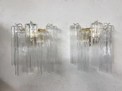 Hot Pamono Transparent “Tronchi” Murano Glass Wall Sconces from Murano Glass, Set of 2