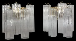 Hot Pamono Transparent “Tronchi” Murano Glass Wall Sconces from Murano Glass, Set of 2
