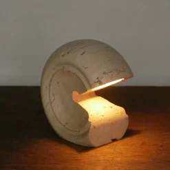 Pamono Travertine Table Lamp by Cesari for Sormani, 1970s