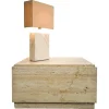 Outlet Pamono Travertine Table Lamp with Rectangular Lampshade, 1970s