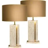 Hot Pamono Travertine Table Lamp with New Shade by Camille Breesch
