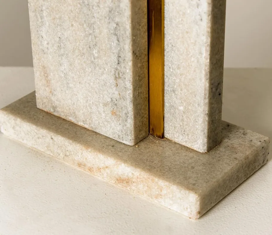 Hot Pamono Travertine Table Lamp with New Shade by Camille Breesch