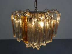 Sale Pamono Trilobi Murano Glass Chandelier by Paolo Venini, Italy, 1960s