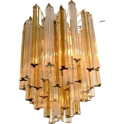 New Pamono Trilobo Chandeliers from Venini, Italy, 1960s, Set of 2