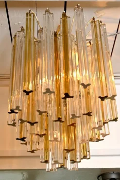 New Pamono Trilobo Chandeliers from Venini, Italy, 1960s, Set of 2